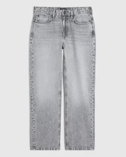 Grey Loose Fit Embroidered Jeans