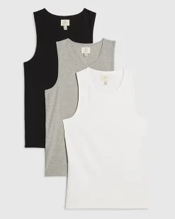 Grey Marl Rib Vest Multipack
