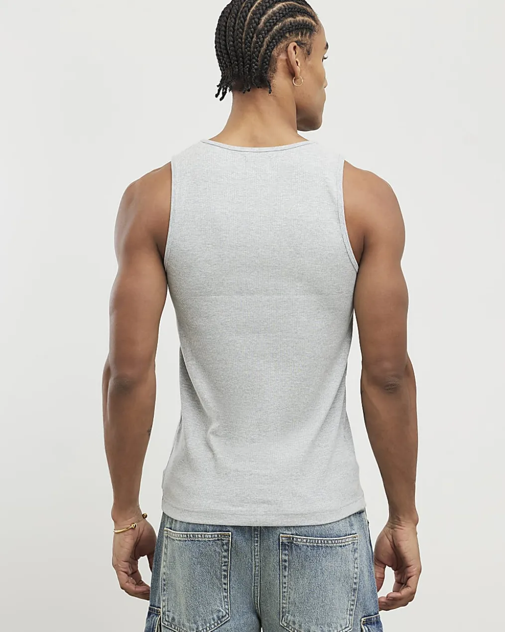 Grey Marl Rib Vest Multipack