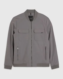 Grey Muscle Fit Bomber Jacket