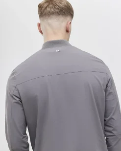 Grey Muscle Fit Bomber Jacket