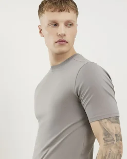 Grey Muscle Fit Cotton Stretch T-shirt