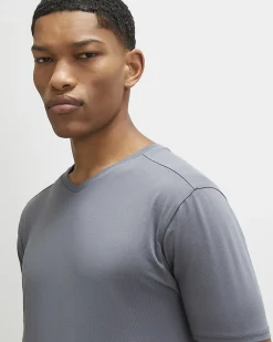 Grey Muscle Fit Cotton V Neck T-Shirt