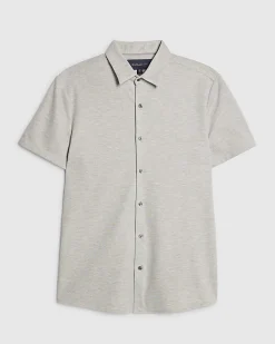 Grey Muscle Fit Pique Short Sleeve Shirt