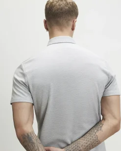 Grey Muscle Fit Pique Short Sleeve Shirt