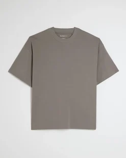 Grey Oversized Cotton Crew Neck T-Shirt