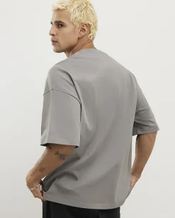 Grey Oversized Cotton Crew Neck T-Shirt