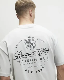 Grey Oversized Cotton Racquet Club T-shirt