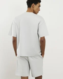 Grey Oversized Cotton T-Shirt And Shorts Set
