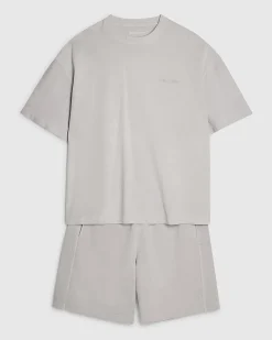 Grey Oversized Cotton T-Shirt & Shorts Set
