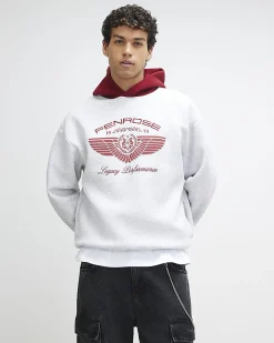 Grey Oversized Fit Penrose Hoodie