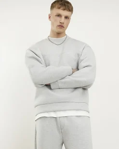 Grey Oversized Premium Embroidered Sweatshirt