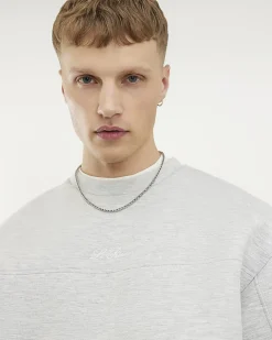 Grey Oversized Premium Embroidered Sweatshirt
