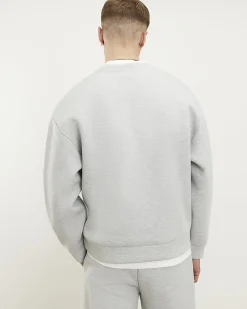 Grey Oversized Premium Embroidered Sweatshirt