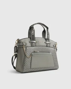 Grey Panelled RI Handle Tote Bag