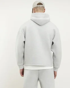 Grey Premium Oversized Zip Through Hoodie