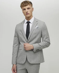 Grey Puppytooth Skinny Fit Suit Jacket