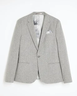 Grey Puppytooth Skinny Fit Suit Jacket