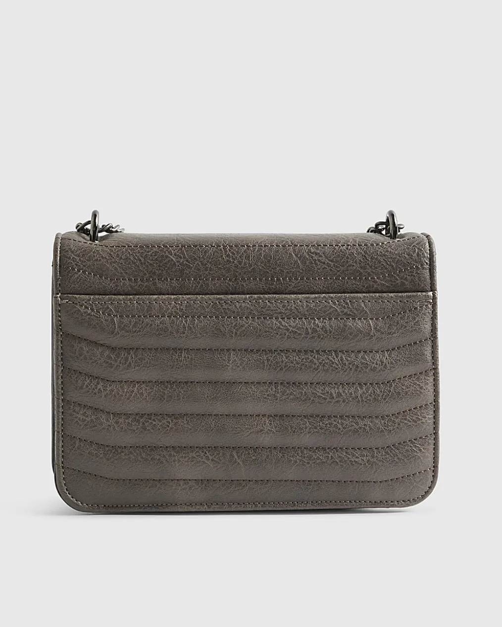 Grey Quilted Chain Shoulder Bag
