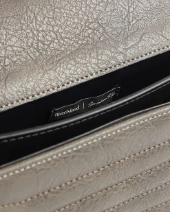 Grey Quilted Chain Shoulder Bag