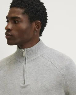 Grey Regular Fit Half Zip Jumper