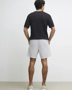 Grey Regular Fit Linen Blend Shorts