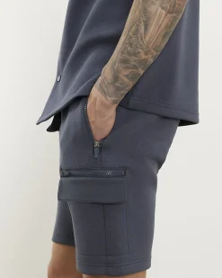 Grey Regular Fit Nylon Pocket Cargo Shorts
