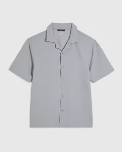 Grey Regular Fit Revere Short Sleeve Shirt