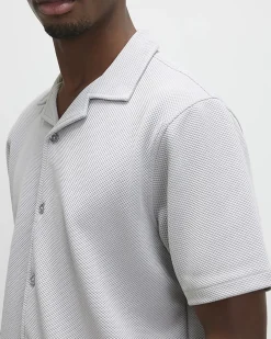 Grey Regular Fit Revere Short Sleeve Shirt