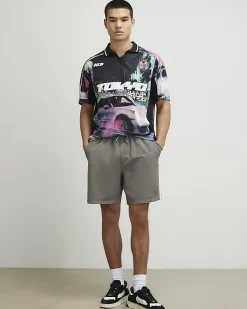 Grey Regular Fit Taped Shorts