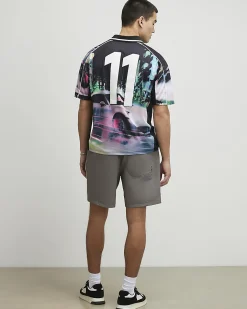 Grey Regular Fit Taped Shorts