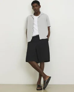 Grey Regular Fit Textured Shirt