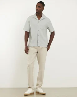 Grey Regular Fit Textured Short Sleeve Shirt