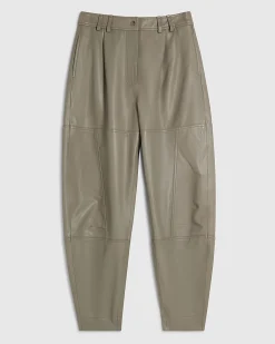 Grey RI Studio Leather Barrel Leg Trousers