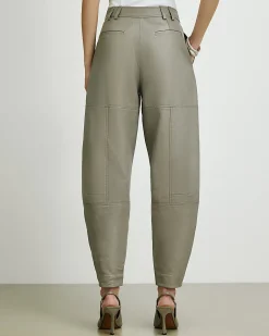 Grey RI Studio Leather Barrel Leg Trousers