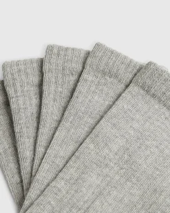 Grey Ribbed Tube Socks Pack Of 5 Socks