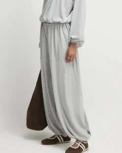 Grey Ruched Bubble Hem Trousers