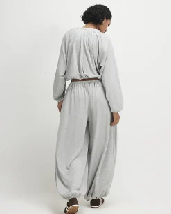 Grey Ruched Bubble Hem Trousers