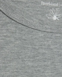Grey Short Sleeve Cotton Fitted Top