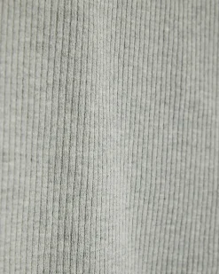Grey Short Sleeve High V Neck Ribbed Top