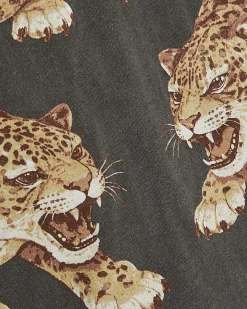 Grey Short Sleeve Washed Leopard T-shirt