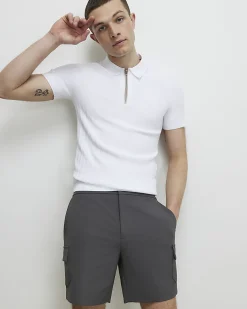 Grey Skinny Fit Cargo Shorts