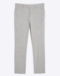 Grey Skinny Fit Puppytooth Suit Trousers