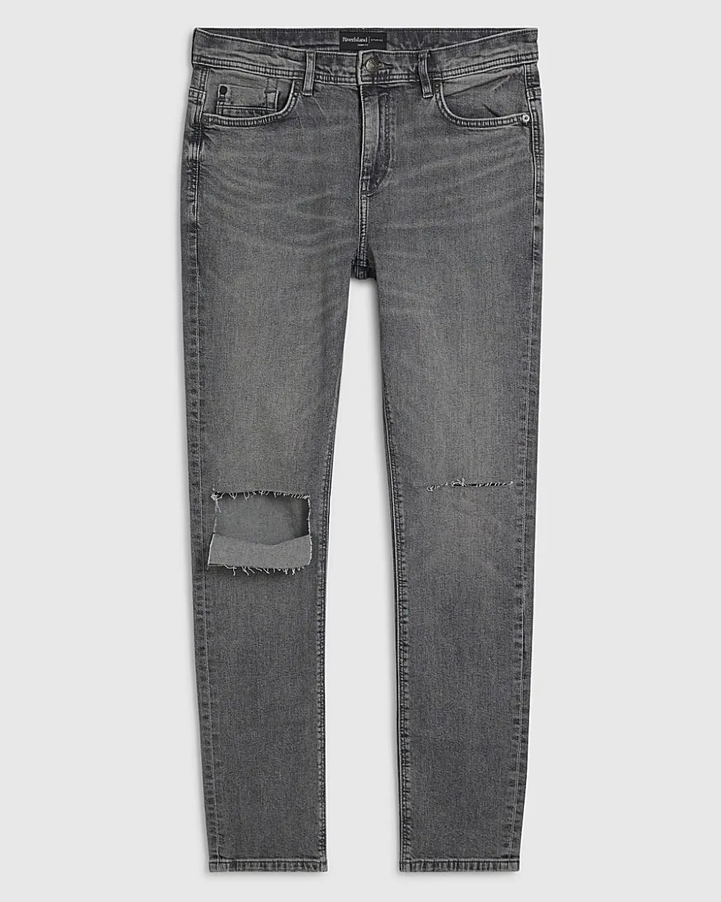 Grey Skinny Fit Ripped Stretch Jeans