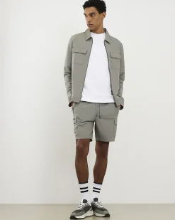 Grey Skinny Fit Stretch Cargo Shorts