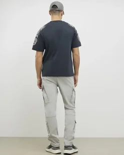 Grey Skinny Fit Stretch Pocket Cargo Trousers