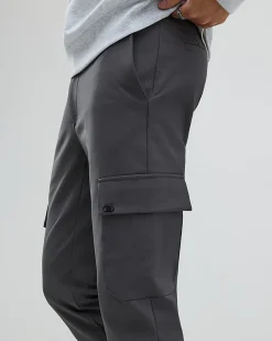 Grey Skinny Stretch Smart Cargo Trousers