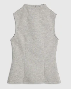 Grey Sleeveless Interlock High Neck Top