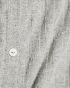 Grey Sleeveless Ribbed Button Midi Dress