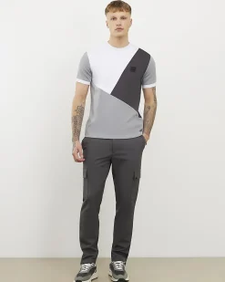 Grey Slim Fit Blocked Crew Neck T-shirt